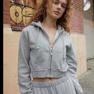 Brandy Melville Grey Cropped Hoodie